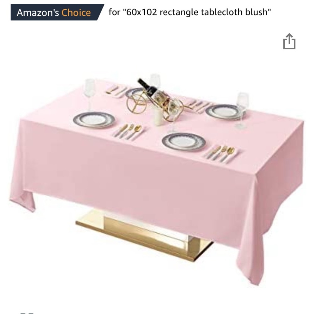 2 blush pink rectangular tablecloths - NEW!